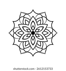 Black and white abstract floral design with decorative flower elements