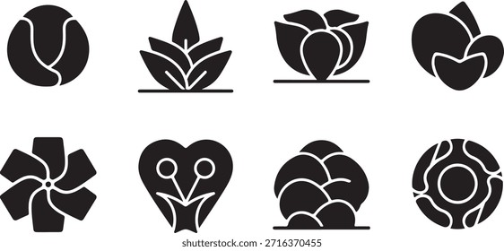 Black and white abstract floral and leaf with geometric patterns