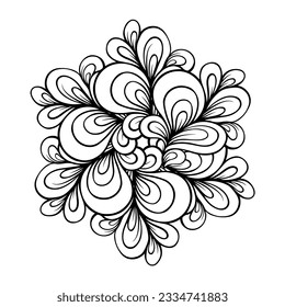 Black and white abstract floral mandala pattern. Antistress coloring page.