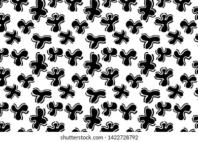 Black and white abstract floral pattern. Great for classic product design, fabric, wallpaper, backgrounds, invitations, packaging design projects. Surface pattern design. - Vector