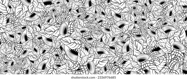 black and white abstract floral pattern vector background