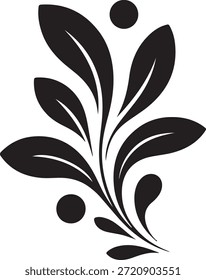 Black and white abstract floral pattern with elongated petals and circular