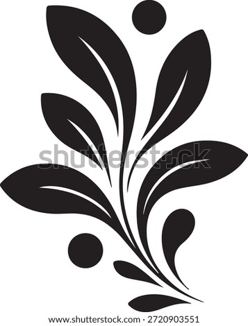 Black and white abstract floral pattern with elongated petals and circular