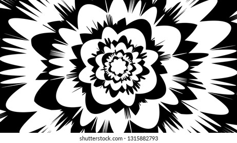 Black and white abstract flower