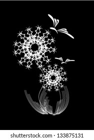 Black and white abstract flower