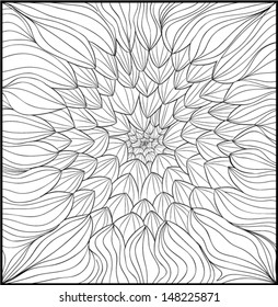 Black and white abstract flower seamless pattern. Vector eps10 repeating texture.