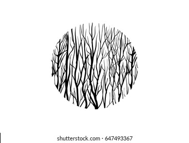 Black and white abstract forest illustration
circle shape, vector icon