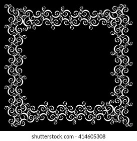 black and white abstract frame with dark background