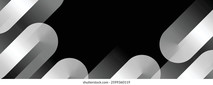 Black and White Abstract Futuristic Gradient Background with copy space