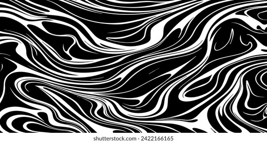 Abstrakter, schwarz-weißer geometrischer Hintergrund, flüssiger Wellendesign
