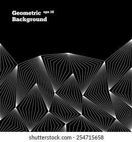 In black and white abstract geometric background.