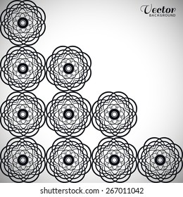 Black and white abstract geometric background, invitation or greeting card design with lace pattern, beautiful luxury postcard, tribal ethnic ornament, vector illustration