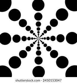 Black and white abstract geometric, circle dot pattern shape