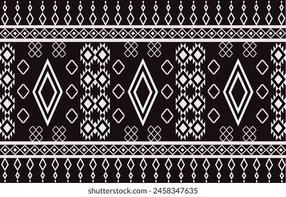 Black and white abstract geometric ethnic pattern western, american indian onrental africa. for carpet,wallpaper,clothing,wrapping,batik,fabric,tile, backdrop,Vector illustration. embroidery style.