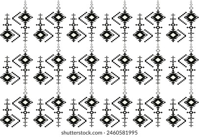 Black and white abstract geometric ethnic pattern western, american indian onrental africa. for carpet,wallpaper,clothing,wrapping,batik,fabric,tile, backdrop,Vector illustration. embroidery style.