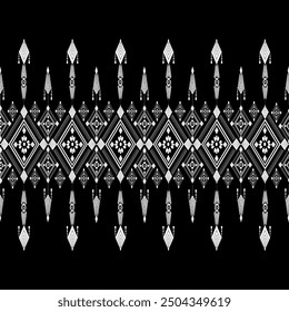 Black and white abstract geometric ethnic pattern western, american indian onrental africa. for carpet,wallpaper,clothing,wrapping,batik,fabric,tile, backdrop,Vector illustration. embroidery style.