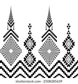 Black and white abstract geometric ethnic pattern western, american indian onrental africa. for carpet,wallpaper,clothing,wrapping,batik,fabric,tile, backdrop,Vector illustration. embroidery style.