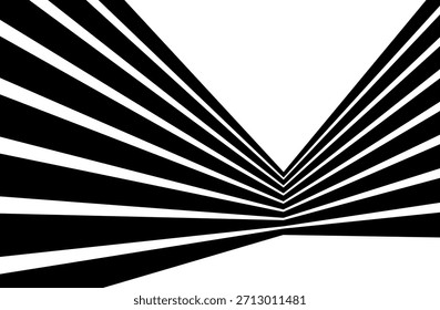 Patrón geométrico abstracto blanco y negro con líneas convergentes aisladas en
