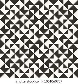 Black and white abstract geometric quilt pattern. High contrast geometric background with triangles. Simple colors - easy to recolor. Minimal background. Vector illustration.