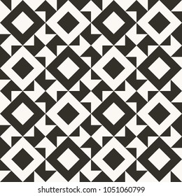 Black and white abstract geometric quilt pattern. High contrast geometric background with triangles. Simple colors - easy to recolor. Minimal background. Vector illustration.