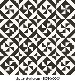 Black and white abstract geometric quilt pattern. High contrast geometric background with triangles. Simple colors - easy to recolor. Minimal background. Vector illustration.