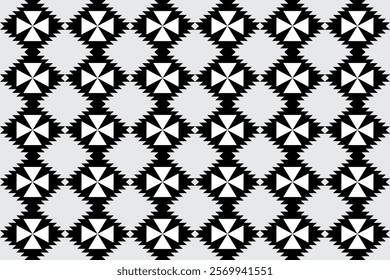 Black and white abstract geometric quilt pattern. High contrast geometric background. Easy to change background color. Minimal. Vector illustration. Suitable for quilt, clothing pattern