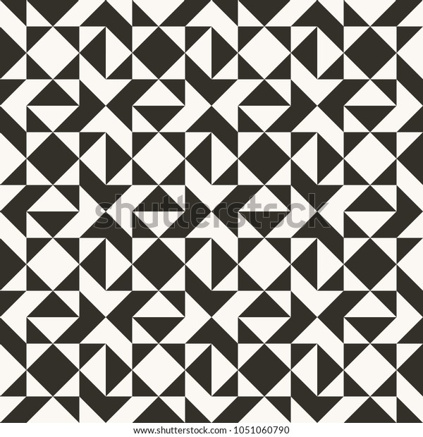 Black White Abstract Geometric Quilt Pattern Stock Vector Royalty