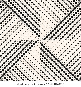 Black and white abstract geometric seamless pattern with halftone triangle tiles. Vector monochrome background. Optical art. Trendy repeatable design for decor, digital, web, print, wallpapers, covers