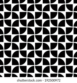 Black and white abstract geometric seamless pattern, floral contrast mosaic background. 