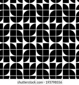 Black and white abstract geometric seamless pattern, contrast mosaic regular background. 