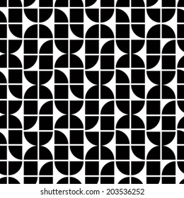 Black and white abstract geometric seamless pattern, contrast regular shaped background.
