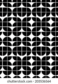 Black and white abstract geometric seamless pattern, contrast regular squared background. 