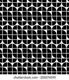 Black and white abstract geometric seamless pattern, contrast regular background. 
