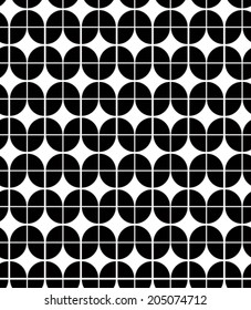 Black and white abstract geometric seamless pattern, vector contrast regular background. 