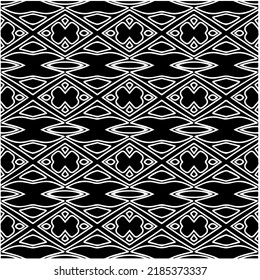 Black and white abstract geometric seamless pattern with wavy shapes, and curved lines. Simple monochrome texture. Op art graphic background. Repeat design for decor, cover, print.