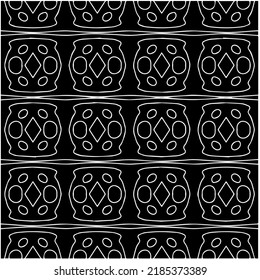 Patrón geométrico uniforme abstracto en blanco y negro con formas onduladas y líneas curvadas. Sencilla textura monocromática. Fondo gráfico de Op art. Repetir el diseño para la decoración, portada, impresión.
