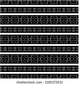 Schwarz-Weiß abstraktes geometrisches, nahtloses Muster mit gewölbten Formen und abgerundeten Linien. Einfache monochrome Textur. p-Art-Grafikhintergrund. Wiederholen Sie Design für Dekor, Abdeckung, Druck.