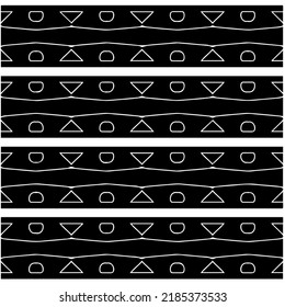 Black and white abstract geometric seamless pattern with wavy shapes, and curved lines. Simple monochrome texture. Op art graphic background. Repeat design for decor, cover, print.