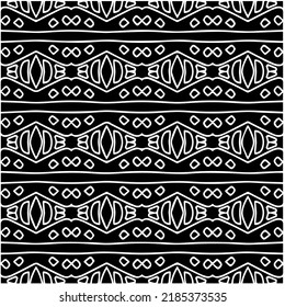 Schwarz-Weiß abstraktes geometrisches, nahtloses Muster mit gewölbten Formen und abgerundeten Linien. Einfache monochrome Textur. p-Art-Grafikhintergrund. Wiederholen Sie Design für Dekor, Abdeckung, Druck.