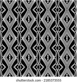 Black and white abstract geometric seamless pattern with wavy shapes, and curved lines. Simple monochrome texture. Op art graphic background. Repeat design for decor, cover, print.