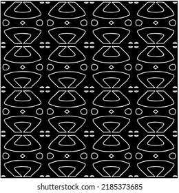 Schwarz-Weiß abstraktes geometrisches, nahtloses Muster mit gewölbten Formen und abgerundeten Linien. Einfache monochrome Textur. p-Art-Grafikhintergrund. Wiederholen Sie Design für Dekor, Abdeckung, Druck.