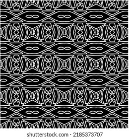 Black and white abstract geometric seamless pattern with wavy shapes, and curved lines. Simple monochrome texture. Op art graphic background. Repeat design for decor, cover, print.