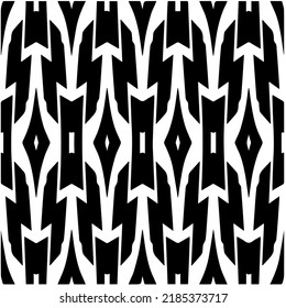 Black and white abstract geometric seamless pattern with wavy shapes, and curved lines. Simple monochrome texture. Op art graphic background. Repeat design for decor, cover, print.