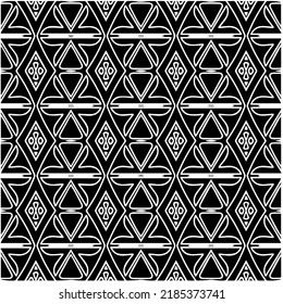 Patrón geométrico uniforme abstracto en blanco y negro con formas onduladas y líneas curvadas. Sencilla textura monocromática. Fondo gráfico de Op art. Repetir el diseño para la decoración, portada, impresión.