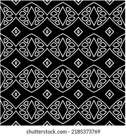 Patrón geométrico uniforme abstracto en blanco y negro con formas onduladas y líneas curvadas. Sencilla textura monocromática. Fondo gráfico de Op art. Repetir el diseño para la decoración, portada, impresión.