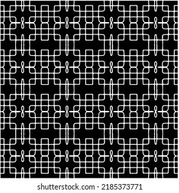 Black and white abstract geometric seamless pattern with wavy shapes, and curved lines. Simple monochrome texture. Op art graphic background. Repeat design for decor, cover, print.