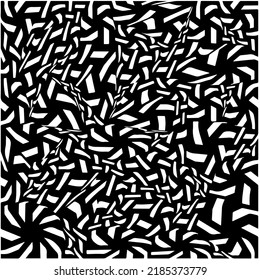 Black and white abstract geometric seamless pattern with wavy shapes, and curved lines. Simple monochrome texture. Op art graphic background. Repeat design for decor, cover, print.