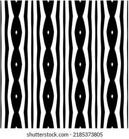Patrón geométrico uniforme abstracto en blanco y negro con formas onduladas y líneas curvadas. Sencilla textura monocromática. Fondo gráfico de Op art. Repetir el diseño para la decoración, portada, impresión.