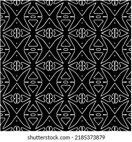 Schwarz-Weiß abstraktes geometrisches, nahtloses Muster mit gewölbten Formen und abgerundeten Linien. Einfache monochrome Textur. p-Art-Grafikhintergrund. Wiederholen Sie Design für Dekor, Abdeckung, Druck.