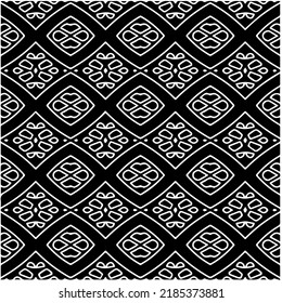 Patrón geométrico uniforme abstracto en blanco y negro con formas onduladas y líneas curvadas. Sencilla textura monocromática. Fondo gráfico de Op art. Repetir el diseño para la decoración, portada, impresión.